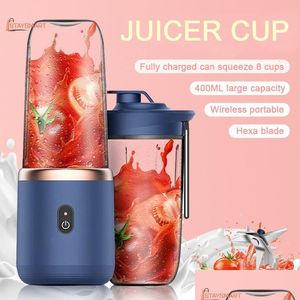 Obst Gemüse Werkzeuge Tragbare Kleine Elektrische Entsafter 6 Klingen Tasse Haushalt MTI Funktion Saft Matic Smoothie Mixer Drop Liefern Dhvrn