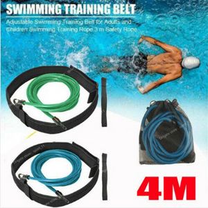 4M verstellbarer Schwimmtrainings-Widerstandsgürtel Hochwertiges elastisches Seil Schwimmbecken-Sicherheitstrainingsband Latexschläuche Übungsgerät Schwimmbadzubehör