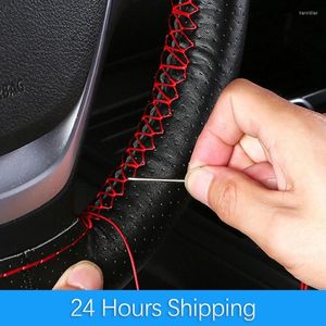 Steering Wheel Covers 38cm Non-Slip Soft Car Cover Artificial Leather With Needles And Thread Braid On Steering-Wheel Accessories