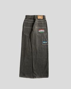 Damen-Jeans, niedrige Taille, Retro-Alien-Stickerei, Damen-Jeans, modische Baggy-Hosen mit geradem Bein, Y2K-Denim-Hose, lässige verwaschene Jeans 231117
