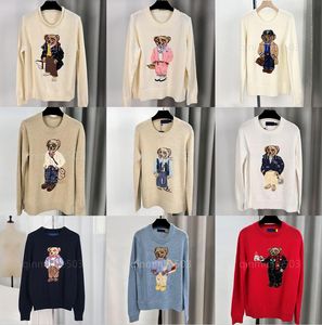 RL Designer Homens Knits Sweater Ralphs Polos Bear Bordado Laurens Pulôver Crewneck Malha Manga Longa Casual Suéteres de Natal Impresso Mens Asiático Tamanho