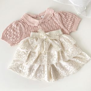 ショートパンツ夏の甘い子供衣料子供PP刺繍女の赤ちゃんレースコットンボーイケーキ230417