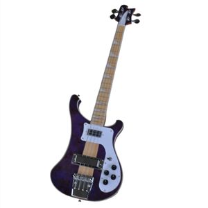 4 sznurki fioletowe ciałem elektryczna gitara basowa z klonową fornir na podstrunnicy Burl oferuje logo/kolor kolorów