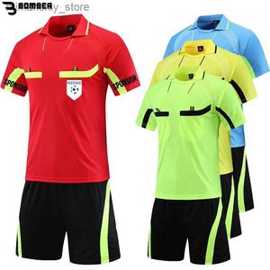 Collectable Men's Football Reree Jersey Sets with Front Pockets Custom Quick Dry Breathab Team Match Training Soccer Uniform Clothes Q231118