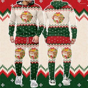 Men's Sweaters Christmas Man Sweater Hooded And Trousers 2 Piece Set EU Size Tops Xmas Clothes 3D Printing Custom Pullover