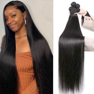 Lace Wigs Bone Straight Brazilian Hair Weave Human Bundles 28 30 32 Inch 100 Raw Virgin Remy 3 4 Weft 230417