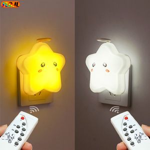 Lamps Shades LED Chlidren Night Light Cute Star Night Lamp Remote Control Lamp For Baby Kid Bedroom Decor Bedside Lamp Christmas Gift 230418