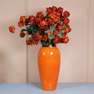 Vaser keramisk vas heminredning orange bord blomma potten dekoracin hogar floreros dekorativos moderno nordisk konst vardagsrum dekoration y23
