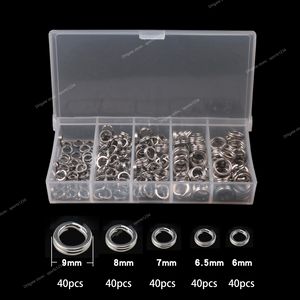 200pcs Edelstahl geteiltem Ring Secored Fishing Tackle Fischerei Ringe für leere Köder Kurbelköder Hartköder Fischereisen Accessoies Fischereiköder