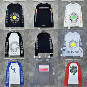 Shirts Classics Heart Brand Long Sleeves High Quality Tops Casual Loose Street Horseshoe Sanskrit Cross Print Crew Neck Hearts