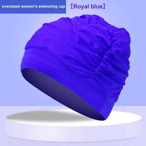 Swimming caps Women Swimming Cap Girl Long Hair Bathing Swimming Caps Hat Stretch Drape Swim Pool Seaside Water Sport Elastic Nylon Turban P230418