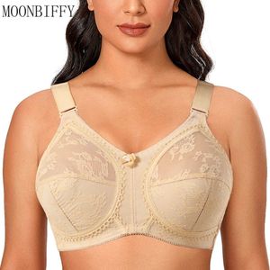 BRAS BRAS FÖR KVINNOR Big Minimizer Bras stor storlek Lace Bra Kvinnor Olänkad full kopp Big Cup Thin Wireless Justerade remmar Soutien Gorge P230417