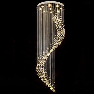 Lampy wiszące lobierki schodowe Lobby LED Nowoczesne minimalizm oświetlenie restauracja Crystal lampa Long Lampa Oprawa ZG8016#