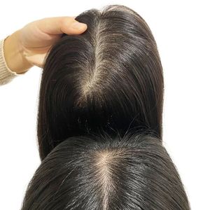 Spetsspår 9x14cm Silk Base Human Hair Topper Air Bangs For Women Virgin European Injicerad hudhalpa toppstycke med klipp gratis del 231113