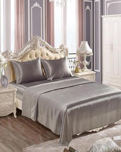 Saten ipek yatak ipeksi yatak örtüsü elastik bant tabakası takılmış ve düz çarşaflar yatak için yatak örtüsü lj2008216210737