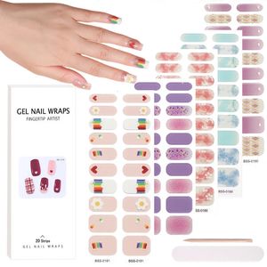 Klistermärken dekaler halvtäckt gel nagel wraps enkel transparent färglimning vattentät långvarig gel nagelklistermärken härdar i UV-lampan behöver 231117