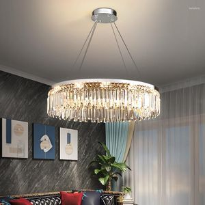 Chandeliers Modern Ring Light For The Living Room Bedroom Silver Ceiling Pendant Lamp Kitchen Dining Table Luxury Crystal Led