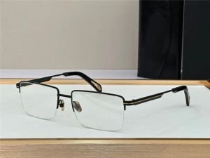 Nytt modereceptglasögon Den akademiska I Classic Square Form Metal Half-Frame Optiska glasögon Transparent lins Enkelt affärsstil Eginer med fodral