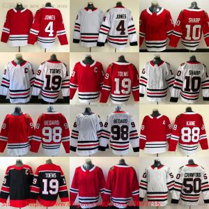 Anpassad 2023 New Man Ice Hockey Red 98 Connor Bedard Jersey Retro Jonathan Toews 19 Patrick Sharp Seth Jones Jerseys Blank Stitch Team White