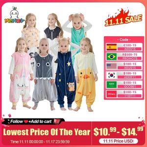 Pajamas MICHLEY Cartoon Sleeveless Baby Sleeping Bag Sack Winter Thick Wearable Blanket Sleepers Sleepwear Pajamas For Girls Boys 1-6T 231118