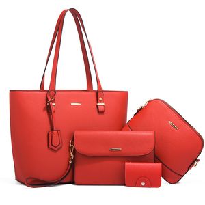 Bolsa de bolsa de moda feminina bolsa de uma bolsa de ombro de cima alça de satchel conjunto de bolsa 4pcs