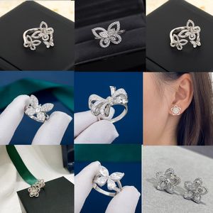 GRAFFS Обручальное кольцо для женщин серьги с коробкой Дизайнерские украшения в форме бабочки Ювелирные изделия из стерлингового серебра 925 пробы Классические белые бриллианты Кольца Обручальные рождественские подарки