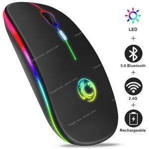 Kablosuz fare Bluetooth RGB şarj edilebilir fare kablosuz bilgisayar sessiz Mause Dizüstü bilgisayar pc fareleri klavyeler için led arkadan aydınlatmalı ergonomik oyun fare