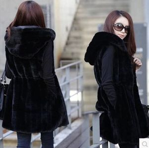 Faux Vest Winter Autumn Women's Ostrich Long Mink Vest Femme Jackets Artificial Fake Fur Gilet