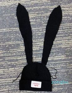 Women Party Props Fashion Long Rabbit Ear Hat Winter Beanies Warm Scarf Hiphop Caps Streetwear