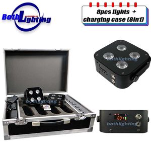 Bothlighting 8pcs with a case IR4 Par Light mini uplights 4X12W Spotlight 4 LED Hex Up-lights with Wireless DMX&IR Remote