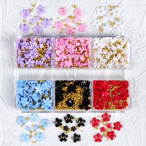 3D akrylblomma nagelkonst charms strass Vit blandade stenpärlar delar för professionella nagelekorationstillbehör levererar nagel artrhinestones dekorationer