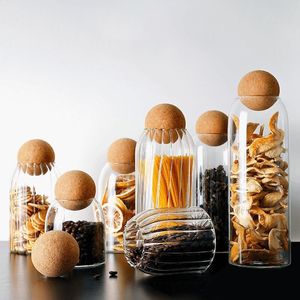 Storage Bottles Jars storage glass jar with wooden lid bottle kitchen mason jars container cereal dispenser canister 230418