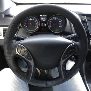 ステアリングホイールカバーElantra 2011-2023 Avante I30 2012-2023アクセサリーの非滑りの人工レザーブレードカーカバーラップ