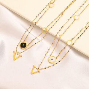 Womens Brand Pendant Necklace Fashion Designers Letter Necklace 18K Gold Plated Crystal Geometric Necklaces for Wedding Party Jewerlry