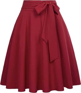 Belle Poque Women's High Weist A-Line Skirt Skirt Skater Midi Skirt