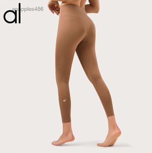 Al Lycra tyg Solid Color Women Yoga Pants High midje Sport Gym Wear Leggings Elastic Fitness Lady Outdoor Sports Trousers Dress Lululemen