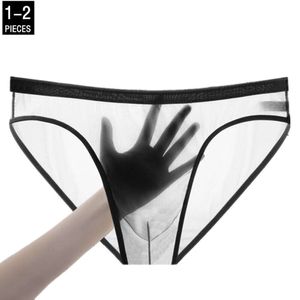 Sexiga män underkläder trosor mesh transparent manlig påse underbyxor hombre trosor plus storlek