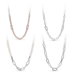 Van Pandora's S925 Sterling Silver Artificial Pearl Chain Link Chain Pandoras Necklace Plated with Rose Gold Women's Fashion Designer Necklace pandoras box