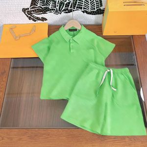 23ss ragazzi Polo pantaloncini tuta bambini set bambini abiti firmati bavero lettera tinta unita jacquard manica corta tenuta pantaloncini vestiti vestiti per bambini di alta qualità