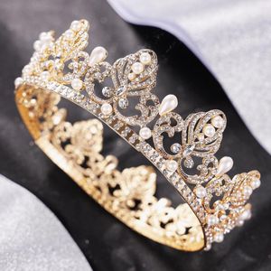 Headpieces Barock Queen Crown for Women - Rhinestone Wedding Tiaras och Crowns Brons Costume Hair Accessories Cosplay Birthday Party