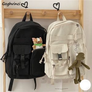 School Bag Backpacks Design Multipockets Letter Embroidery Casual Tote High Street Harajuku Large Capacity Backpack Teens Travel 230417
