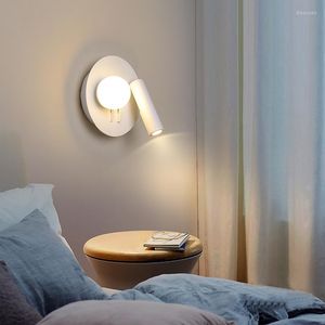 Wall Lamp Nordic Decoration Home Stone Blue Light Wood Glass Ball Dining Room Bedside Bedroom Cabecero De Cama Lampara Pared