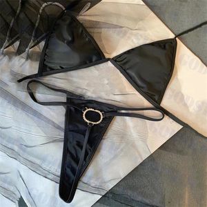 Costume da bagno con lettera di diamanti Bikini da donna Sexy Costumi da bagno perizoma Set Bikini a triangolo da donna per feste all'aperto