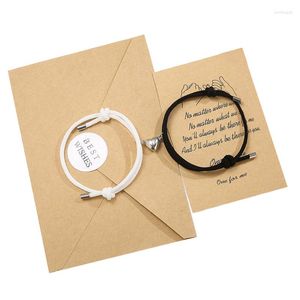 Charm Bracelets Romantic 2pcs/set Heart Magnetic Couple Men Women Classic Black White Paired Lovers Braclet Adjustable Braslet Knot
