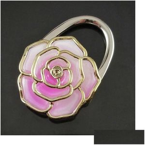 Party Favor Portable Folding Rose Hang Bag Hook Hanger Purse Holder Locking Device Creative Gift Wholesale WA2046 Drop Delivery Home DHQS0