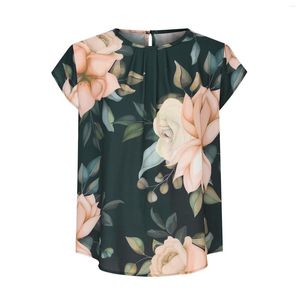 Kvinnors T -skjortor Summer Print Crewneck kortärmad lös toppskjorta snö långärmad kvinnor