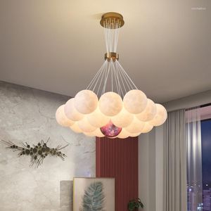 Подвесные лампы люстры современный 3D лунный светодиодный светодиодный обеденный остров пузырьковые лампы гостиная