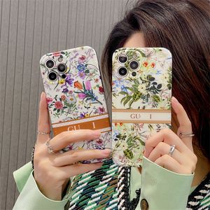 Çiçek High End Baskı Telefon Kılıfları IPhone 14 Pro Max 12 13 7 8 Plus Klasik Harf Moda Markası Renkli Yumuşak Telefonlar Kılıfı