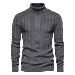 Herrtröjor Slim Fit Pullovers Turtleneck Män avslappnad grundläggande fast färg Varm randig tröja Mens Winter Fashion Sweaters Man 231117