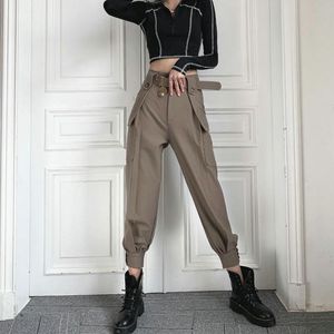 Kvinnors byxor capris mode kvinnor streetwear last pant koreansk stil bred ben elastisk midja harem byxa kvinnlig loss lös jogger byxa kvinnor 230418